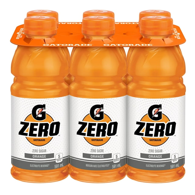 Gatorade Zéro Orange Boisson Électrolytique 6 x 591 mL, Bouteilles