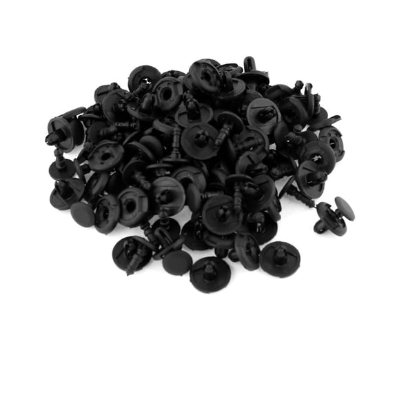 Unique Bargains 100 Pcs 6.8mm/0.27" Hole Push in Type Door Panel Trim Plastic Rivet Black