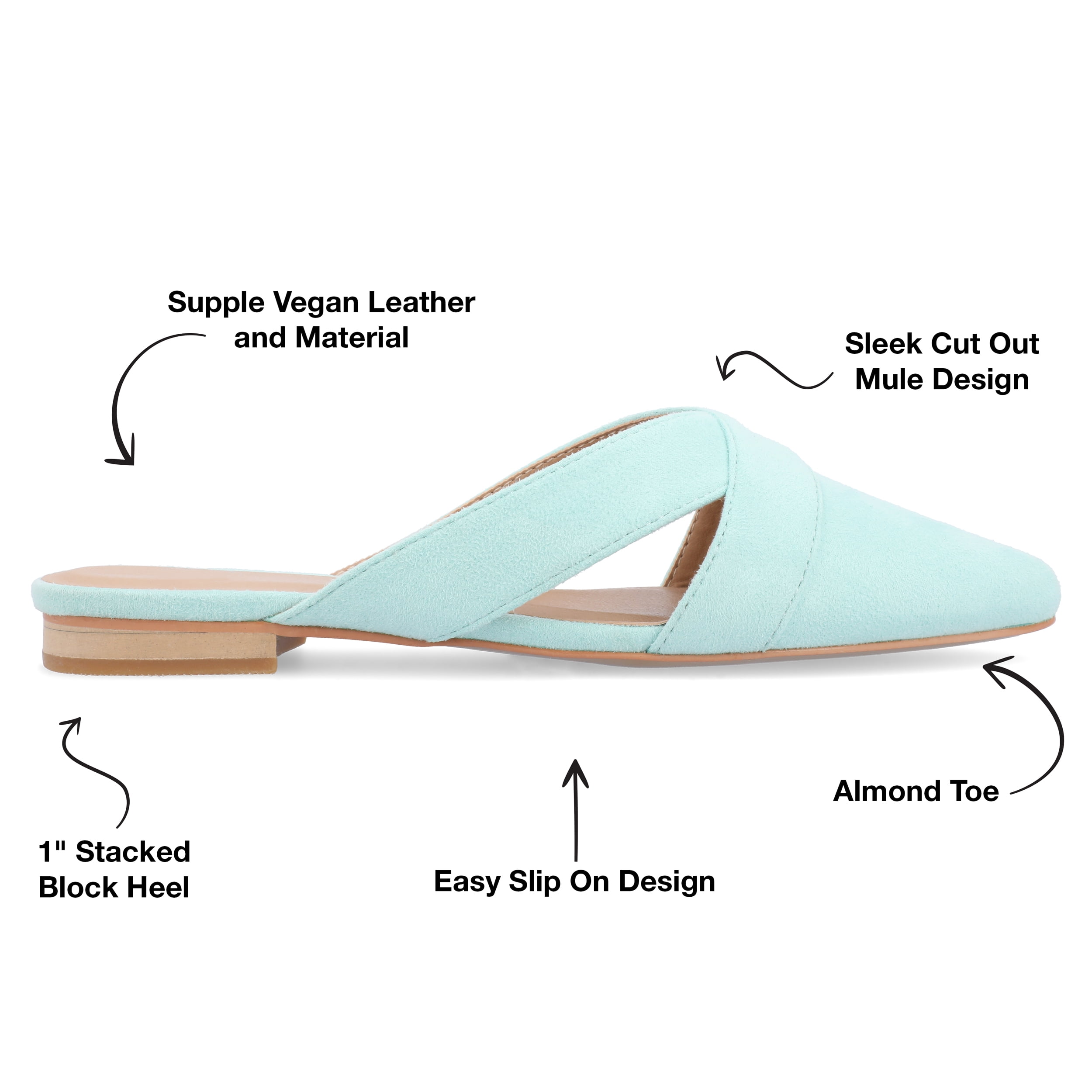 Journee Womens Giada Slip On Almond Toe Mules Flats