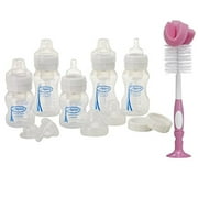 Dr. Brown's Natural Flow Wide Neck Newborn Feeding Set with Bottle Brush (Pink)