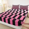 thumbnail image 3 of Castle Fairy Geometric Lattice Girl 3pcs Twin Sheet Sets,Black Pink Twin Fitted Sheet,Gradient Rectangle Breathable Flat Sheet,Luxury Bedroom Decor, 3 of 7