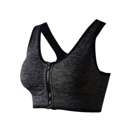 

huanledash Women Wireless Front Zip Quick Dry Breathable Underwear Yoga Wear Sports Bra