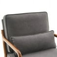 thumbnail image 7 of Modern Accent Chair, Upholstered Armchair with Wood Frame, Bronzing Cloth Single Sofa Chair with Lumbar Pillow for Living Room Bedroom Apartment, Dark Grey, 7 of 7