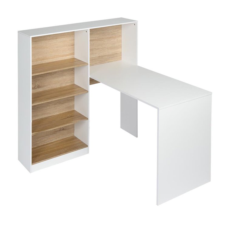 Homfa 47 Inch Computer Desk with Shelves and Bookshelf Compact