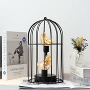 JHY DESIGN Large Battery Powered Decorative Lamp with Bird Bulb (Black)