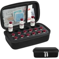SUNMON Insulin Vials Refrigerator Storage Case - 18-Slots Insulin Small Bottle Organizer Medical Bags Compatible with U-100 Vials (1 pack Black)