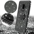 thumbnail image 3 of Galaxy S9 Case, Cute Glitter Ring Stand Phone Case with Kickstand, Bling Diamond Rhinestone Bumper Ring Stand Sparkly Luxury Clear Thin Soft Protective Samsung Galaxy S9 Case for Girls Women - Black, 3 of 6