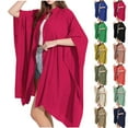 thumbnail image 3 of Xfvqtps Women Long Cape Large Size Solid Color Flip Collar Button Loose Comfortable Shawl Wraps Beige, 3 of 6