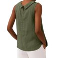 thumbnail image 4 of Women Cotton Linen Sleeveless Crop Tank Tops O Neck Shirt Casual Solid Color Loose Fit Comfy T-Shirt Blouse Vest Green S, 4 of 4