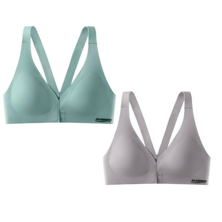 HCURIBAD Clearance! Bras for Women  2 Pcs Womens Front Closure Bra Racerback Plus Size Unlined Underwire Full Coverage Bras Push up Bra  Wireless Bras for Women  Bra Pack 2Pcs Underwear Blue3 XL