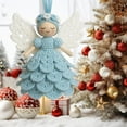 thumbnail image 2 of KOYPTL Crochet Christmas Angel Ornament Kit,Handmade Yarn Crafts Set for Beginners,Christmas Tree Decoration Crochet Doll Hanging Ornament,Holiday Xmas Gifts for Adults and Handmade Lovers Light Blue, 2 of 9
