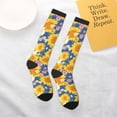 thumbnail image 5 of Knee High Socks for Women Men Athletic - Vintage White Yellow Sunflower Thigh-High Black Sole Comfort Breathable Long Socks for Casual Travel Running, 5 of 7
