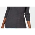thumbnail image 3 of Karen Scott Women's Cotton Mixed-Stitch Sweater Charcoal Size XX Large, 3 of 3