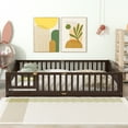 thumbnail image 2 of Miniyam Queen Size Toddler Floor Bed with Fence, Espresso, 2 of 8
