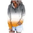 thumbnail image 2 of WEAIXIMIUNG Chandails en Molleton pour Femmes Graphique Tendance Automne et Hiver Style de Rue Changeant Progressivement Couleur Bouton Col Poche Cordon de Serrage Chandail à Capuchon Sport Décontracté (3), 2 of 5