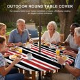 thumbnail image 3 of Round Outdoor Tablecloth with Umbrella Hole and Zipper, Red Black Stripe Tablecloth with Elastic Waterproof, Farmhouse Minimalist Striped Patio Table Covers for 31" - 35" Picnic Pool Tables, 3 of 9