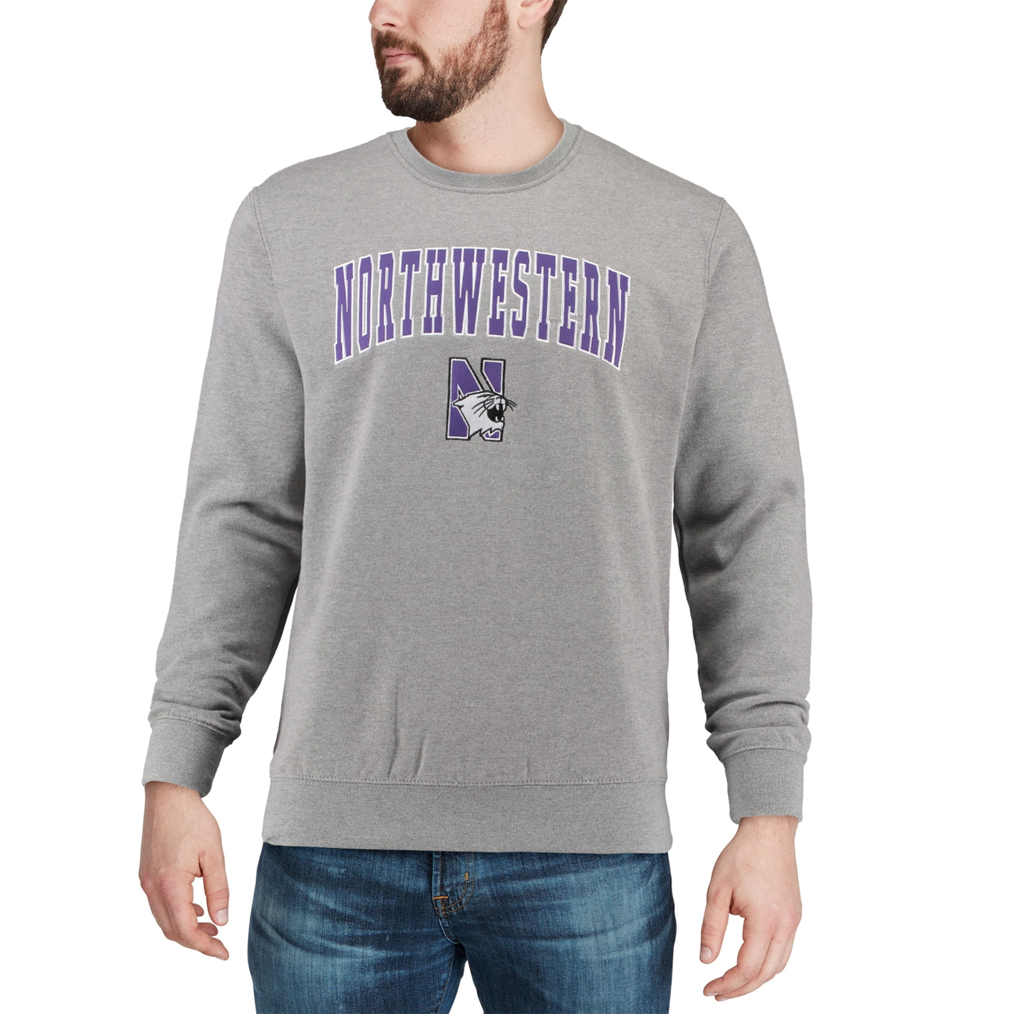 Men s Colosseum Heather Gray Northwestern Wildcats Arch Logo