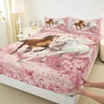 thumbnail image 3 of Manfei Animal Horse 3pcs Twin Sheet Sets,Cherry Blossom Twin Fitted Sheet,Western Theme Breathable Flat Sheet,Lightweight Floral Room Decor, 3 of 7