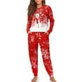 thumbnail image 4 of DISNIMO Snowman Snowflake Print Women Pajamas Set 2 Piece Lounge Set Casual Long Pjs Set with Pocket Long Sleeve Nightwear Sleepwear with Long Pants Crew Neck Loungewear, S, 4 of 7