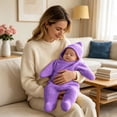 thumbnail image 2 of Dakiuu Soft Star Crochet Newborn Swaddle Knitted Baby Wrap with Button Gift for Infant 0‑6 Months 65cm/25.6", 2 of 5