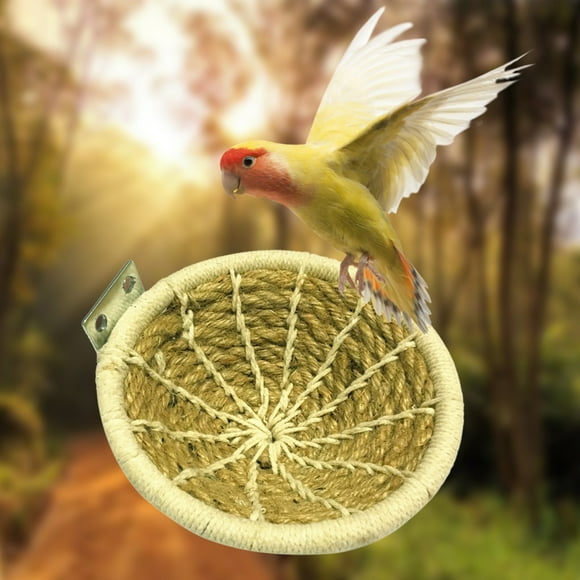 Riforla Bird Nest Cotton Rope Breeding Nest Small Bird Cage Hatching Nest Handmade Cotton Rope Bird Breeding Nest Bed Bird Nests White One Size