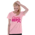 thumbnail image 3 of Breast Cancer Awareness Chemo Hero Womens Slim Fit Graphic Tee Brisco Brands S, 3 of 5