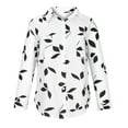 thumbnail image 4 of IROINNID Womens Long Sleeve V-Neck Shirts Home Spring Summer Home Lapel Printed Single Breasted Shirt Top,White, 4 of 8