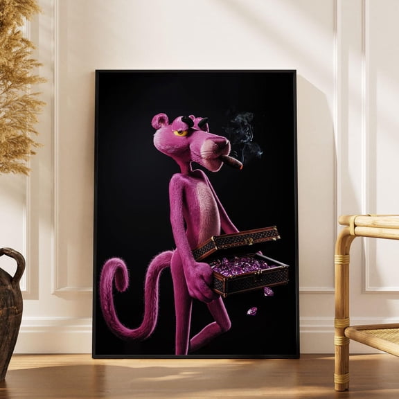 Pink Panther Pop Art Poster: Comic Book Money Wall Art UNFRAMED PAPER POSTER, Home Decor, Vintage Gift, Living Room Dercor