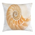 thumbnail image 1 of Sacred Geometrty Decor Throw Pillow Cushion Cover, Nautilus Shell Showing the Chambers in Distance Curves Helix Hidden Print, Decorative Square Accent Pillow Case, 16 X 16 Inches, Cream, by Ambesonne, 1 of 2