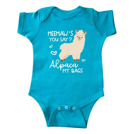 

Inktastic Meemaw s You Say Alpaca My Bags Gift Baby Boy or Baby Girl Bodysuit