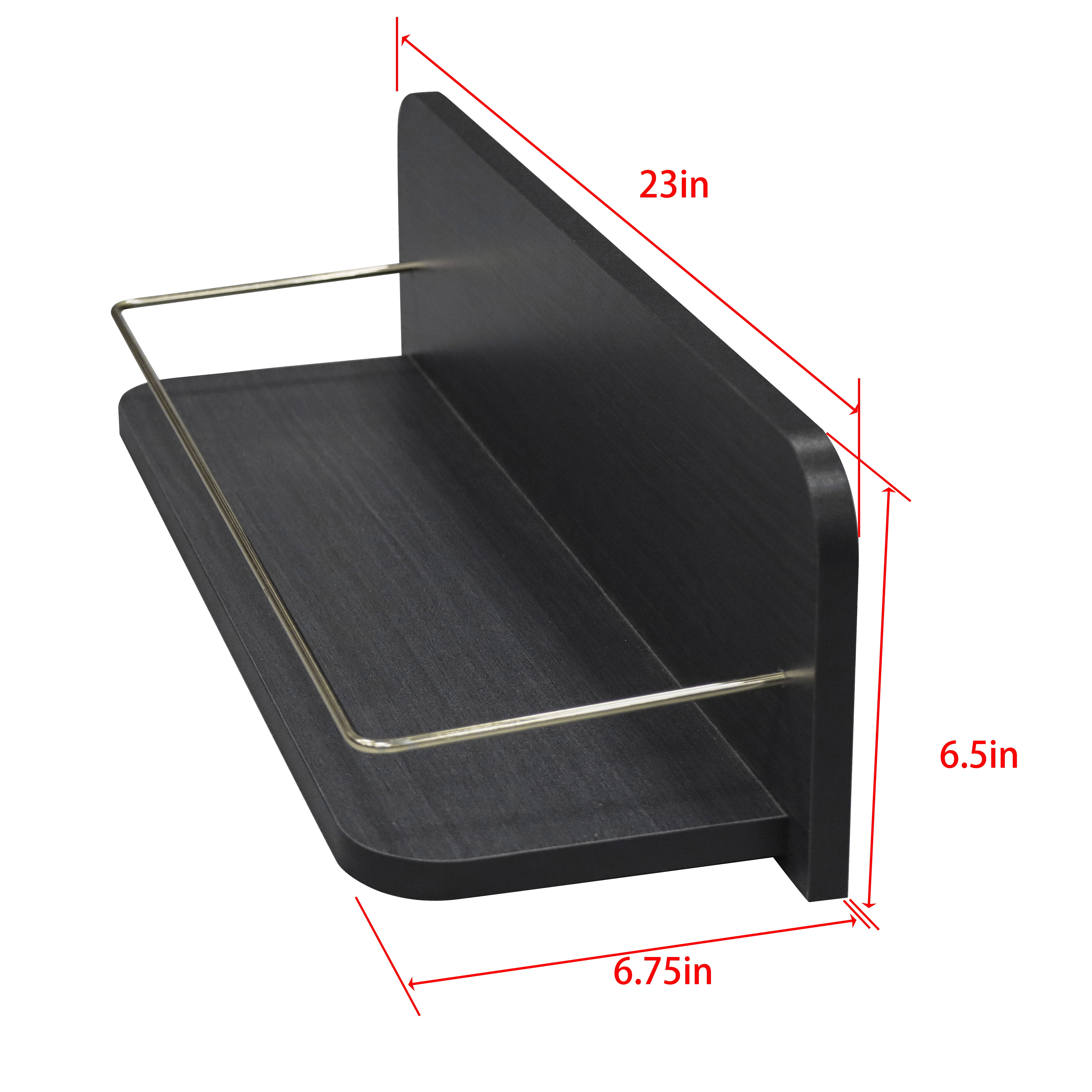 Better Homes & Gardens 23 inch Black  Shelf with Gold Metal Rail