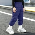 thumbnail image 4 of Toddler Boys Quilted Snow Pants Warm Elastic Waist Straight Leg Baggy Kids Winter Pants Navy 2-5 T, 4 of 6