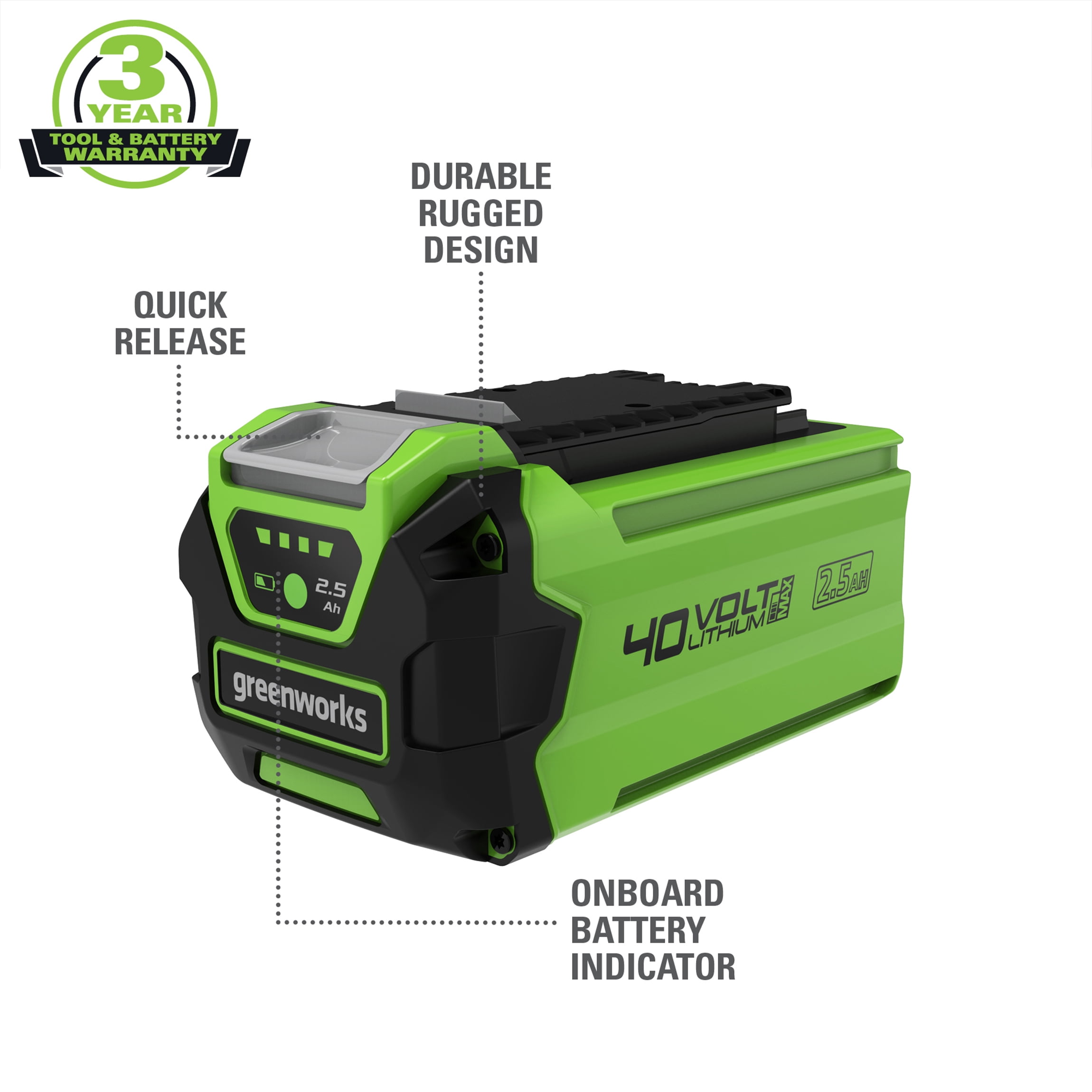 Greenworks G-MAX 40V 2.5 Ah Battery, 2901319