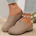 thumbnail image 4 of Women's Low Wedge Closed Toe Sandals Vintage Embroidery Slip On Clogs with Arch Support Non Slip Walking Mules Brown Size 9.5, 4 of 7