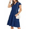 thumbnail image 4 of UVN Summer Dresses for Women Ruffle Sleeve V Neck Midi Dress Casual Beach Sundress with Pockets, 4 of 9