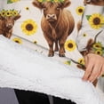 thumbnail image 3 of Oversized Wearable Blanket Hoodie,Beige Highland Cow Sunflower Pattern Sherpa Blanket Hoodie with Super Pockets,Super Warm Fuzzy Pullover for Women & Men, 3 of 6