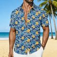 thumbnail image 2 of Camisas Hawaianas de Manga Corta Botón Abajo Impresa Ropa de Playa con Cuello en V, Tela Transpirable Ligera para las Vacaciones, 2 of 9