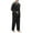 Black, variant on Men's Silk Feel Pajama Set Long Sleeve Turn Down Collar Button Closure Loungewear 100% Polyester