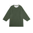 thumbnail image 7 of Resicozy 3/4 Sleeve Shirt for Men Solid Color Crew Neck Baseball T-Shirt Fall Fashion T Shirts Casual Loose Fit Tees Army Green S, 7 of 7
