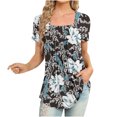 thumbnail image 1 of Blouses à Manches Courtes pour Femmes Mode Imprimée Décontractée Col Rond T-Shirt Ample Blouse Hauts à Manches Courtes pour Femmes, 1 of 5