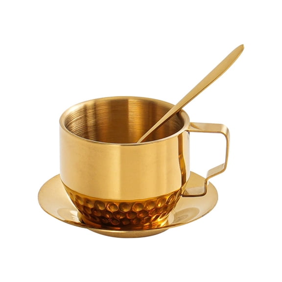 Double Walled Coffee Cups Set Stainless Steels Thermals Insulation Coffee Mug with Spoon and Saucer Teas Cups Milk Mug