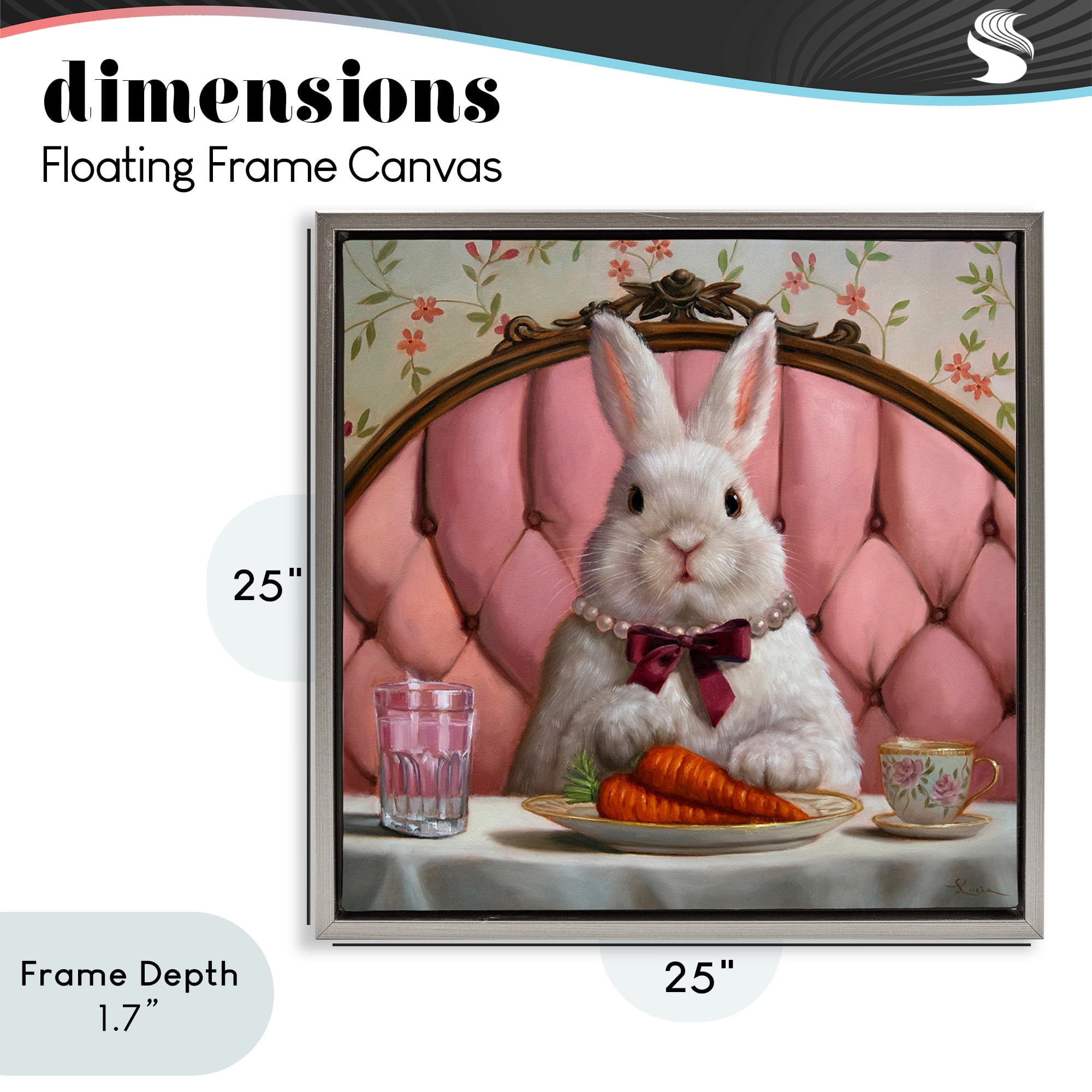 Stupell Industries Bun Appetit Rabbit Dining Gray Framed Floater Canvas Wall Art, design by Lucia Heffernan