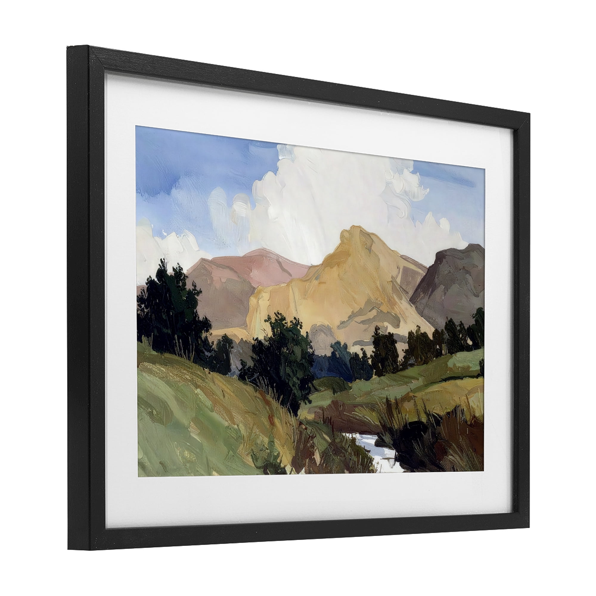 Stupell Industries River Mountain Divide Black Framed Print Under Glass, design by Alonza Saunders