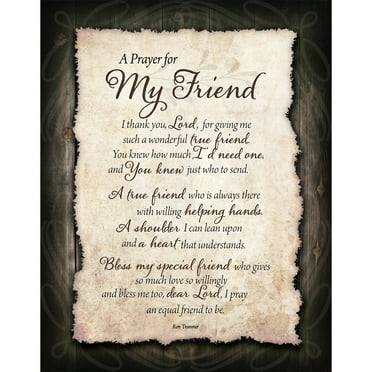 Dexsa Friend Prayer Wood Plaque with Inspiring Quote 11.75 in x 15 in - Keyhole on Back for Hanging