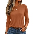 thumbnail image 2 of Women's Casual Shirts Long Sleeve Tops Crewneck Tshirts Fall Clothes Breathable Comfort Lightweight Basic Tees,Casual Workout Clothes,Solid or Graphic Tshirts Earthy Yellow XL, 2 of 4