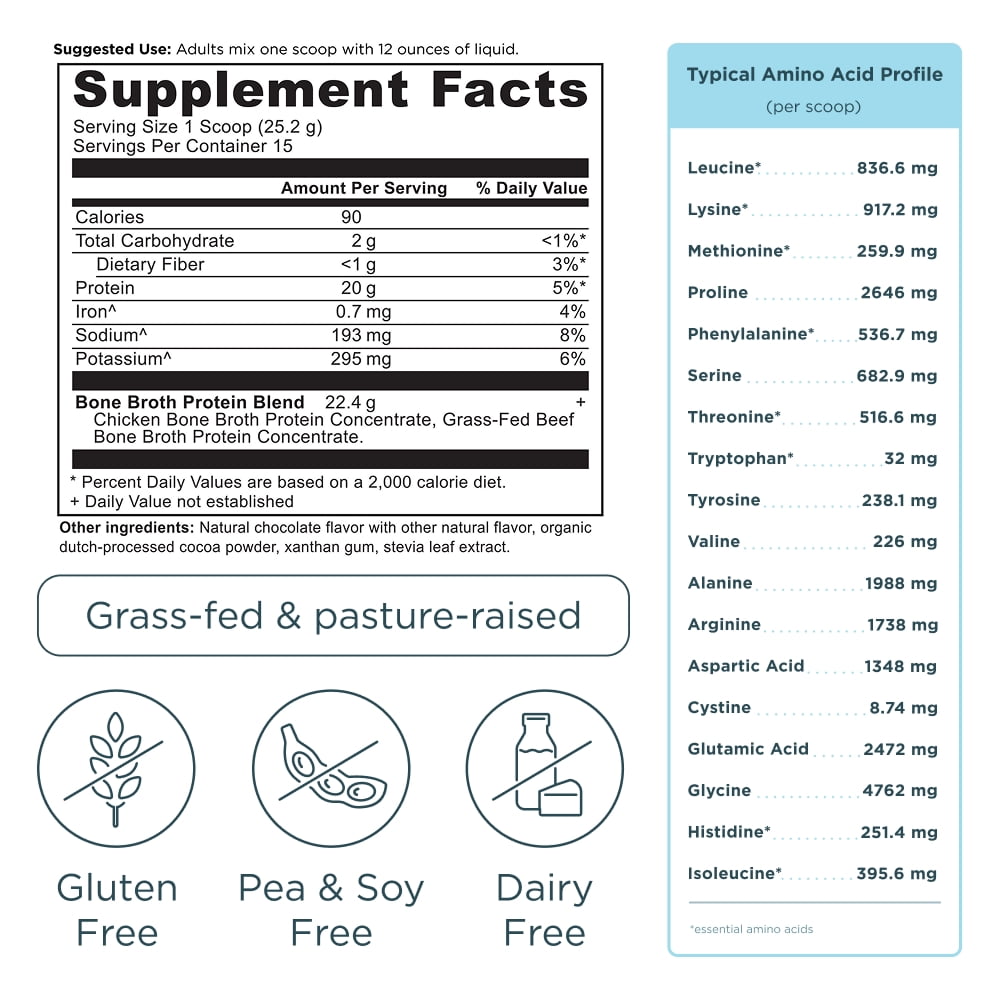 Ancient Nutrition Grass Fed, Bone Broth Protein Powder, 20g Protein, Hydrolyzed Collagen Peptides, Keto & Paleo Friendly, Supports Joint, Gut Health, Chocolate, 15 Servings