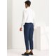 thumbnail image 5 of Pantalones formales pahombre con parte delanteplana, ajustados, paoficina, baile de graduación, pantalones de vestir recortados Azul 38, 5 of 6