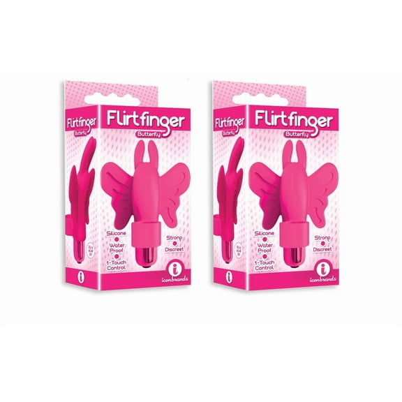 Sex Toy Gift Set Bundle of Flirt Finger Butterfly, Finger Vibrator, Pink and Icon Brands Flirt Finger Butterfly, Finger Vibrator, Pink