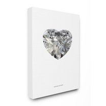 The Stupell Home Decor Collection Diamonds Are Forever Minimal White Heart Cut Shape Stretched Canvas Wall Art, 30 x 40