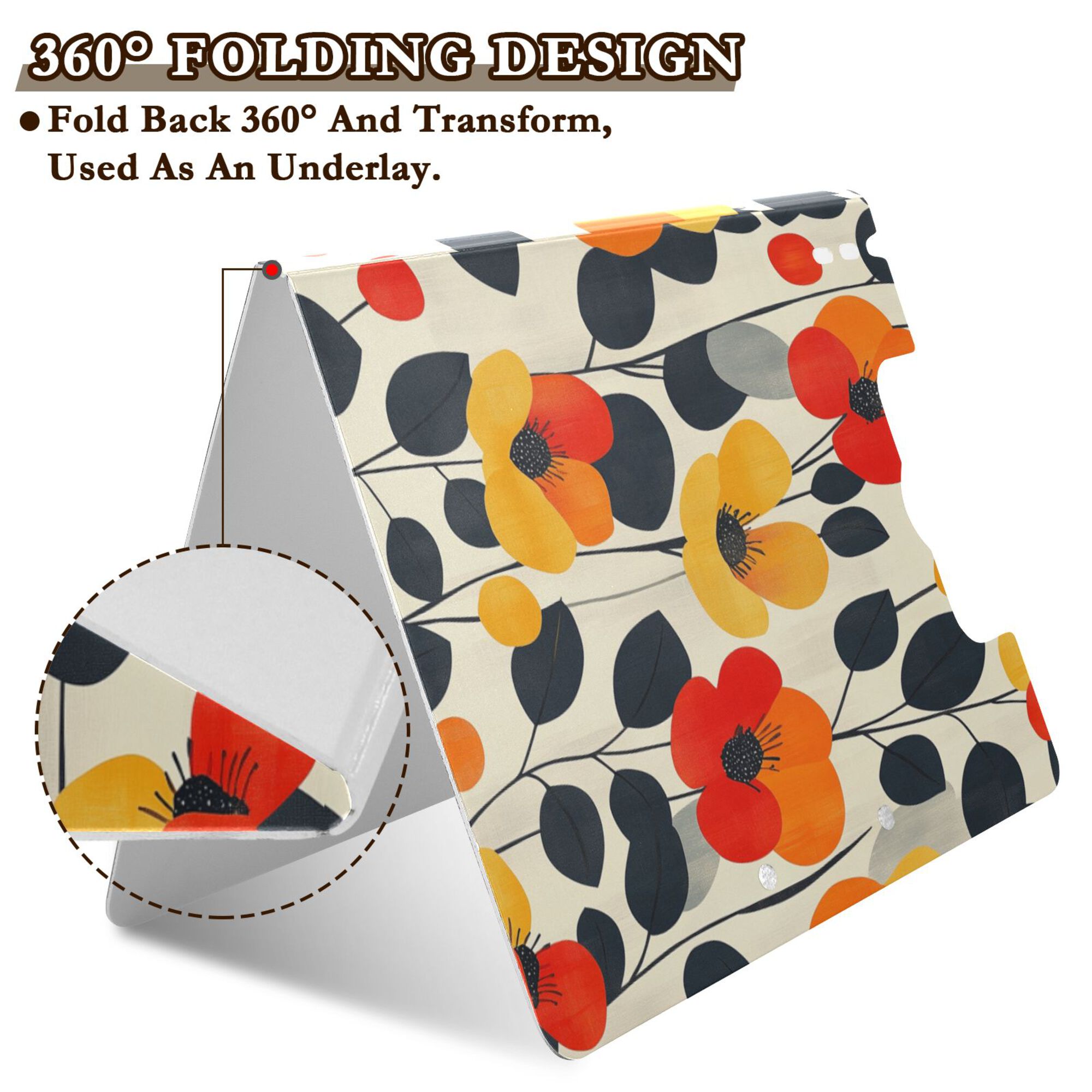 FORMRS A4 Clipboard Folder with Pen Holder Horizontal Foldable School Office Binder, Floral Pattern